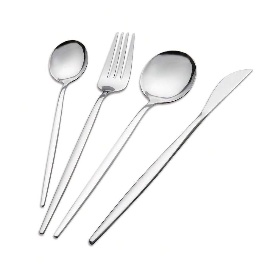 Versatile 24-Piece Stainless Steel Flatware Set For 6 – Elegant Dining Essentials For Holiday Dinners, Family Gatherings & Everyday Celebrations - Silver - View 1