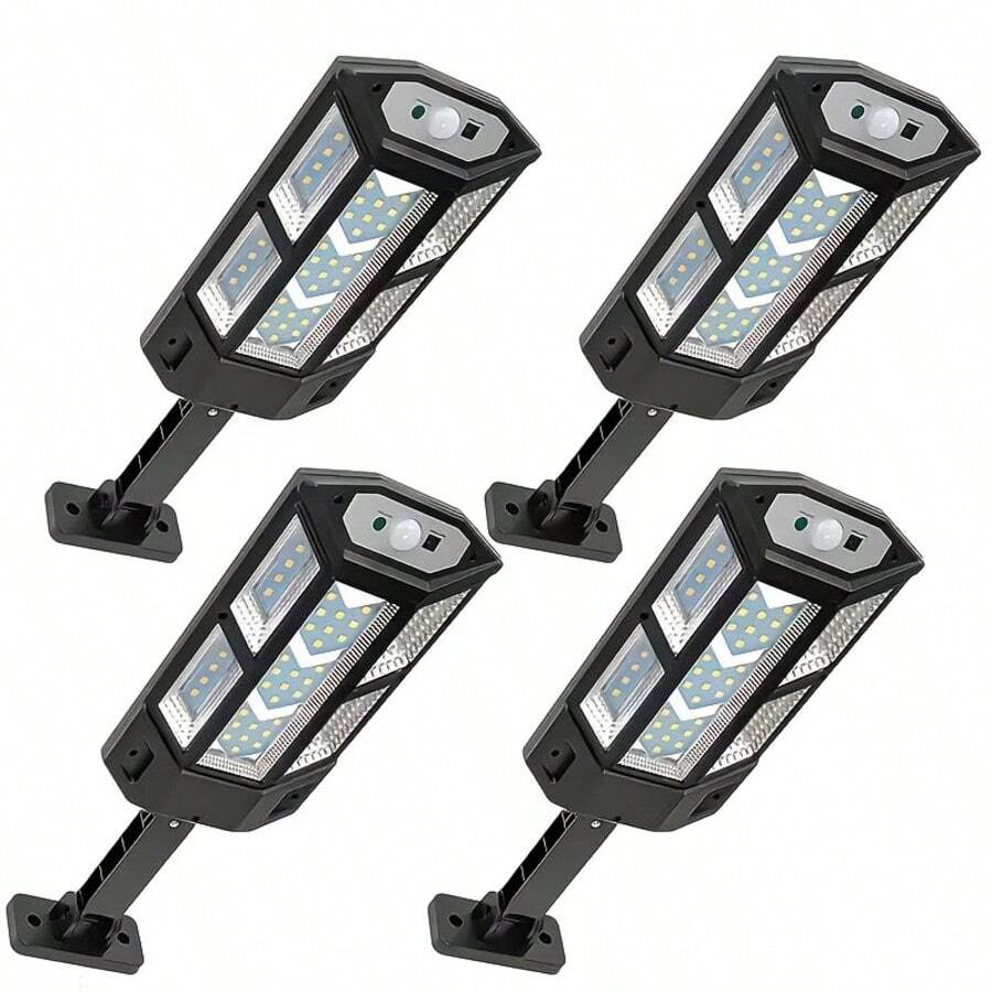 Solar Street Lights Outdoor Waterproof, 43 LEDs Small Solar Parking Lot Lights Dusk To Dawn, 3 Light Modes, Solar Wall Light Wide Angle Motion Sensor And Remote Control For Area Lighting Yard - Black - View 1