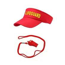 3/5pcs Summer Surfing Outfit Set, Holiday Lifeguard Costume Play, Beach Sun Hat, Red Stylish Sunglasses, Whistle, Surfboard Bag, Beach Vacation Attire - Multicolor - View 11