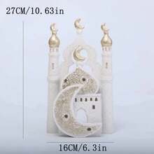 1pc Islamic Turkish Desktop Decor Sculpture Gift, Islamic Style, Gold And White Vertical Symmetrical Design With Intricate Openwork Details, Suitable For Ramadan, Eid, Home Decor, Office Display And Religious Celebrations. - Tower - View 14