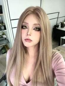 alicegarden 28 Inch Long Synthetic Straight Hair Wig, Natural Middle Part Design, Golden Tone, Perfect For Daily Use, Presents A Natural And Realistic Appearance, Ideal Gift For Women - Gold - View 4