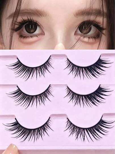 DOUDOUTIAN 5 Pairs Slant Flying Wet Tip Fox Lashes, Cute Charming Style, Natural Comic Lifelike Effect, Cool European American Look, Length 7-12mm