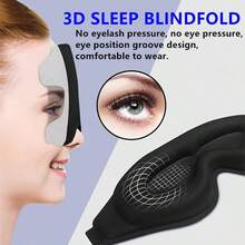 1pc 3D Contour Design Eye Mask, Adjustable Strap Fits Different Head Shapes, Unisex Blackout Eyemask, 100% Light Blocking Soft & Comfortable, Suitable For Night Shift, Travel, Yoga, Nap, Black, For Bedroom Use - One Size Fits All - View 3