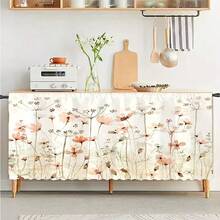 1 pieza Mantel corto de felpa de poliéster con estampado floral colorido, cortina colgante conveniente para gabinetes de cocina, decoración ideal para el hogar en la cocina, lavandería, armarios de almacenamiento, también se puede usar como cenefa de ventana - Multicolor - Ver 13