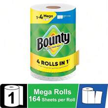 Commercial-Size Pack Custom Sheet Size Waste-Saving Design | Durable Diamond Texture Tough Mess Cleaner | Bounty Paper Towels Select-A-Size White, 1 Mega Roll, 164 Sheets Per Roll - 1 - Xem 3