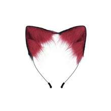 Faux Fur Cat Ears Hair Clip Furry Wolf Fox Tail Halloween Bell Leather Neck Chocker Cosplay Set - Black - View 4