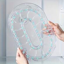 Estante giratorio de 360 grados para refrigerador - Bandeja de almacenamiento rectangular desmontable, organizador de botellas de condimentos para refrigerador que ahorra espacio, apto para el hogar, gabinete de cocina, despensa de alimentos, encimera y refrigerador, estante de almacenamiento de plástico transparente - Multicolor - Ver 7