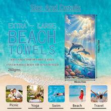 1 pieza Toalla de playa con diseño de delfín de tema oceánico, manta de playa extra grande de microfibra súper suave, toalla de baño súper absorbente, adecuada para viajes, piscina, buceo, surf, yoga, camping, disponible en varios tamaños, accesorios de playa para playa, piscina, viajes, camping, yoga - delfín - Ver 14