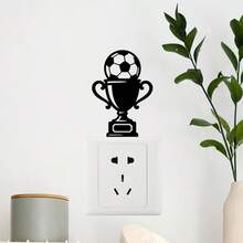 1pc Soccer And Trophy Wall Stickers ,2D Printed Wall Sticker , Suitable As A Gift For Switch Sticker , Creative Self-Adhesive , Suitable For Bedroom And Living Room, Bedroom, Dining Room, Study, Bathroom - A - View 6