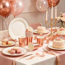100/50pcs Rose Gold Paper Cups, Disposable Multipurpose Paper Cups For Drinks, Juice, Milk, Suitable For Wedding, Birthday, Baby Shower, Party Favors, Fit For Various Holiday Parties, Picnics, Camping, Home Kitchen, Dining Table, Simple Party Paper Cups - Rose Gold - View 9