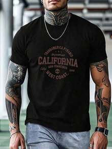 Men's Short-Sleeved T-Shirt With A Round Neck And Simple Design - Black - View 9