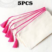 Sac cosmétique en canevas à franges, sac de maquillage de voyage, pochette de rangement cosmétique, étui à crayons, convient pour les vacances, la plage, la salle de bain, la chambre, sac en canevas zippé grande capacité avec franges, sac de maquillage de voyage, sac cosmétique à franges zippé, convient pour la fête, pochette de rangement cosmétique, boîte à crayons de maquillage, sac cadeau, trousse de toilette multifonction, porte-monnaie, pochette de rangement pour petits articles - Beige - Voir 14