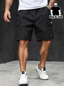 Plus Size Men's Lightweight Multi-Pocket Cargo Shorts, Casual Fashion Outdoor Sports Commute Shorts - Black - View 5