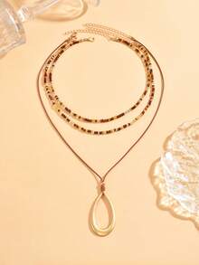 Bộ 3 dây chuyền hạt cườm thủ công phong cách Bohemian với mặt dây chuyền hình giọt nước hình học, trang sức thời trang phù hợp với trang phục hàng ngày của phụ nữ, du lịch nghỉ lễ, dự tiệc và các lễ hội âm nhạc. - Nhiều màu - Xem 2