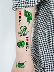 Hình dán xăm tạm thời hình cờ Mỹ, 10 tờ, gồm cờ Brazil, Argentina, Ý, Úc, Uruguay, Colombia và các quốc gia khác, chống thấm nước, trông như thật và giống hình xăm thật. - Nhiều màu - Xem 6