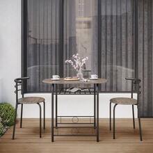 Costoffs 3 Piece Dining Table Set Modern Kitchen Table Set Space Saving Table And 2 Chairs Set With Steel Legs/Storage Rack For Kitchens/Balconies/Bedrooms/Apartments/Cafés, Natural/Drift Brown/White - White - View 5