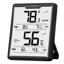 DOQAUS Digital Hygrometer Room Thermometer Indoor, Humidity Meter With Large LCD Display, Temperature Humidity Monitor With Max Min Records, Black - ColorA - View 1