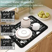 1pc Retro Cooking Themed Kitchen Print Mat For Sink Area, Kitchen Hall & Home Desktop - Super Oil Stain Resistance & Non-Slip Backing Structure, Low Maintenance Easy Clean, Stylish Chalkboard Appearance, Suitable For All Kitchen High-Frequency Counter Scenes - View 4