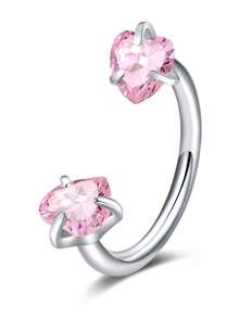 AVYRING 1Pc Stainless Steel Nose Ring With Heart & Very Shiny Cubic Zirconia – Available In Gold & Silver, Perfect For Daily, Party & Vacation – Women's Body Jewelry Accessory, Gift For Friend (1mm Post Thickness) - Multicolor - View 6