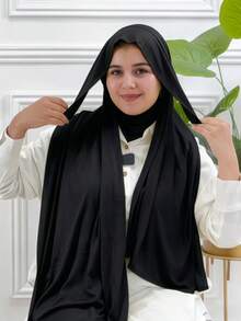 1条女士速戴头巾，100%纯棉系带围巾，经典纯色披肩式围巾，柔软舒适的粘胶面料，适合日常佩戴、搭配长袍以及节日场合。 - 彩色 - 查看 11
