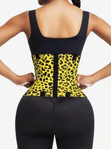 1pc Women's Pink Leopard Print Waist Cincher, Abdominal Slimming Elastic Waist Belt, Suitable For Fitness, Daily Wear, Sports - 黑與白 - 查看 6