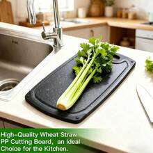 1pc Thick & Durable Plastic Cutting Board, Minimalist Solid Dark Gray Square Double-Sided Non-Slip Design, Machine Washable, Suitable For Daily Cooking, Holiday Gatherings, And Kitchen Prep - Black - View 1