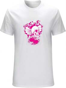 Emo Punk - T-Shirt With Skull And Skeleton Design, White - White - View 1