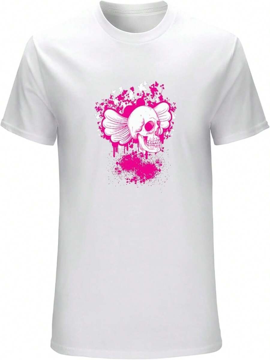 Emo Punk - T-Shirt With Skull And Skeleton Design, White - White - View 1