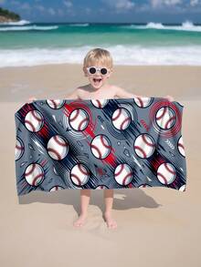 1 pieza Toalla de playa con tema de béisbol para niños, manta de playa extra grande de microfibra súper suave, toalla de baño súper absorbente, adecuada para viajes, piscina, buceo, surf, yoga, camping, disponible en varios tamaños, accesorios de playa para playa, piscina, viajes, camping, yoga - Multicolor - Ver 2