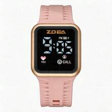 ZOEA Men's LED Touchscreen Watch, Waterproof Silicone Strap, Sporty And Casual Design - akar teratai merah muda - View 3