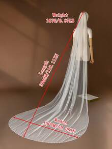 1pc Sparkling Beaded Bridal Veil, Long Trailing Style, Suitable For Beach/Church Wedding, Wedding Veil - Multicolor - View 8