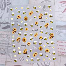 Pegatinas de uñas con diseño de abeja, calcomanías de uñas francesas con degradado amarillo, decoración linda y kawaii para primavera y verano, resistente al agua y de larga duración, fácil de aplicar, opcionales MO-849/MO-848, artículo esencial para manualidades de arte de uñas, perfecto para estudiantes y adolescentes - Multicolor - Ver 11