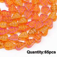 Approx. 65pcs Colorful Maple Leaf Shaped Glass Beads, DIY Jewelry Making Supplies, Spacer Beads - Maple Leaf Beads - View 15
