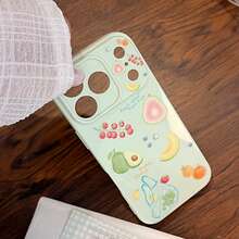 GUCADI 刺绣绿色绘画水果系列夏季绘画水果 17 Pro Max 手机壳，兼容 Apple 16、15、14、13。它具有小众、全覆盖软壳的特点，散发着清爽的夏日气息，甜美、少女、韩式风格、清新、小众、ins 风格、网红风。 - 繡綠 - 查看 5