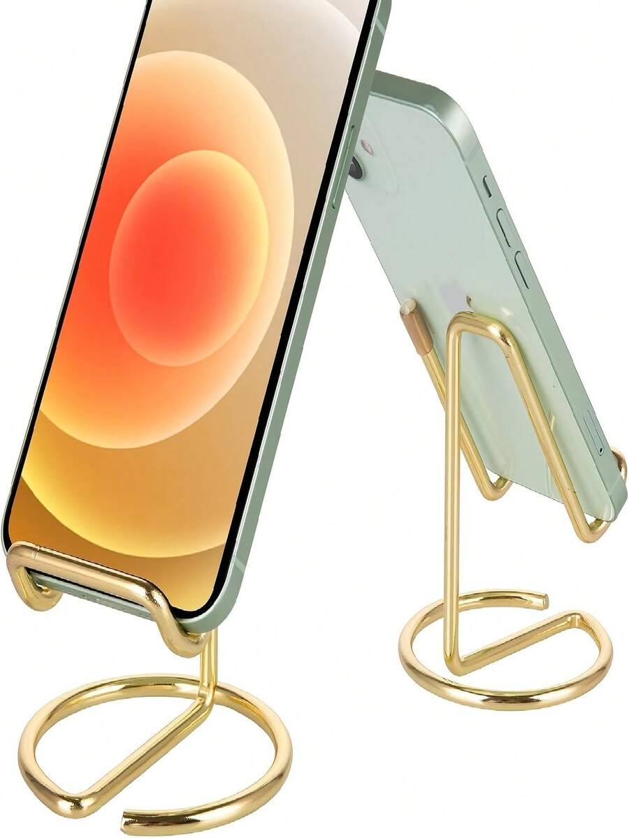 1 chiếc giá đỡ điện thoại bằng kim loại màu bạc dễ thương, phụ kiện để bàn tương thích với mọi loại điện thoại. - Nhiều màu - Xem 1