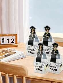 10 piezas Cajas de regalo de graduación transparentes, adecuadas para fiesta de graduación, caja de dulces de graduación, decoración de fiesta de graduación, celebración de graduación, recuerdos de graduación y ceremonia de graduación - Talla única - Ver 5