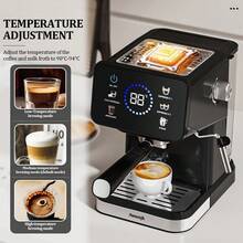 AEOMJK Semi-Automatic Coffee Machine | Touch Screen, Hot & Cold Dual Frothing, Steam Function, 20Bar Pressure, Espresso Coffee Maker, Detachable Water Tank, US Plug, Fashionable Appearance - Semi-automatic Espresso Machine - View 3