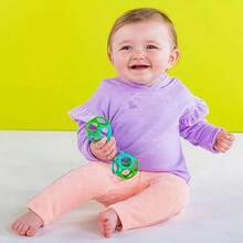 1 Buah Mainan Kerincingan Bayi Gaya Dumbbell, Mainan Genggam Sensorik Bayi Bola Ganda Berongga dengan Manik Warna-warni di Dalam, Mainan Latihan Menggenggam untuk Perkembangan Dini, Hadiah Bayi Baru Lahir, Shower Bayi, Ulang Tahun dan Hari Raya - MultiWarna - View 3