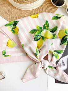 1 pieza Nuevo Pañuelo cuadrado pequeño de 100% algodón con estampado de frutas versátil, estampado floral de fibra de poliéster (poliéster) - Multicolor - Ver 11