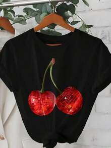 Women's Spring T-Shirt, Resort Wear, Spring - 黑色 - 查看 4