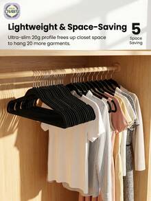 1/5/10/20个装 CHAWU 植绒涂层衣架 - 超强防滑高密度植绒（摩擦力提升300%），经8项耐久性测试，承重力强 / 360°旋转挂钩 / 符合人体工程学的黄金比例 - 彩色 - 查看 1