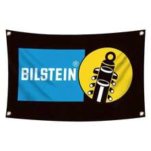 Bilststein Racing Car Flag 91.44x152.4cm - Polyester Fabric, Black Background With Blue & White Logo, Perfect For Garage, Workshop, Or For Man Cave Wall Decor - Biststein - View 5