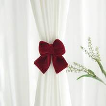 Dây buộc rèm cửa hình nơ lớn cho phòng khách, phòng ngủ, kẹp dây rèm cho rèm voan, đồ trang trí Giáng sinh - Đỏ - Xem 1