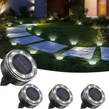 Mini Solar Ground Lights, 12/8/7/5/4/2pcs Per Pack. Upgraded LED Flat Landscape Lights With Auto On/Off Function. Suitable For Outdoor Walkways, Gardens, Patios, Yards And Driveways. - 無鋼圈 - 查看 15