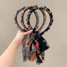 1pc Retro Pattern Long Ribbon Headband, Suitable For Women's Daily Wear, Tidy Messy Hair, Showcase Personal Style, Suitable For Braiding, Washing Face, Dating, Travel, Matching Outfits, Photography, Spring/Summer Hair Accessory, Mother's Day Gift Hairband - Multicolor - View 5