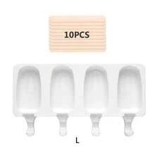 Molde de silicona de 4 cavidades para helados caseros, molde para paletas de hielo, bandeja de cubitos de hielo, regalos para el Día de la Madre, artículos para mamá, suministros de repostería - Multicolor - Ver 7