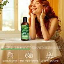 30ml/100ml Peppermint Essential Oil, Gentle And Long-Lasting Plant Fragrance, Suitable For Face, Hair And Body, Can Be Used In Diffusers And Massage, Portable Bottle, Perfect For Home, Car And Travel, Ideal Holiday Gift - Mint - View 3