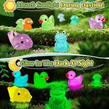 20/40/50pcs Resin Glow-In-The-Dark Small Animal Figurines, Random Colors, No Electricity Needed, Suitable For Garden, Party, Small Landscape, Pool, Dollhouse Decor And Other Festivals, Aesthetic - Multicolor - View 5