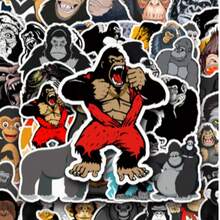50Pcs Monkey Theme Stickers, Cute Cartoon Monkey Stickers With Funky Poses Cartoon Crazy Monkey MeMe Stickers Funny Gorilla Cute Stickers Fun MeMe Decor DIY Stickers Graffiti Stickers Aesthetic Stickers Vinyl Waterproof Stickers For Journaling Computer Scrapbook Luggage Water Bottle Phone - Multicolor B - View 8
