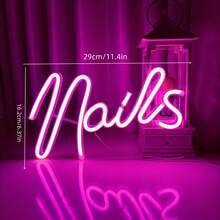 1pc Nails Neon Light Sign, USB Or Battery Powered, Nail Neon Light Sign, Fragrance-Free, Suitable For Nail Salons, Beauty Rooms, Bedrooms, Hair Salons, Indoor And Outdoor Use, Bars, Valentine's Day, Children's Day, Mother's Day, Christmas And Other Holidays Decoration, Perfect Gift For Birthday And Christmas - White - View 3